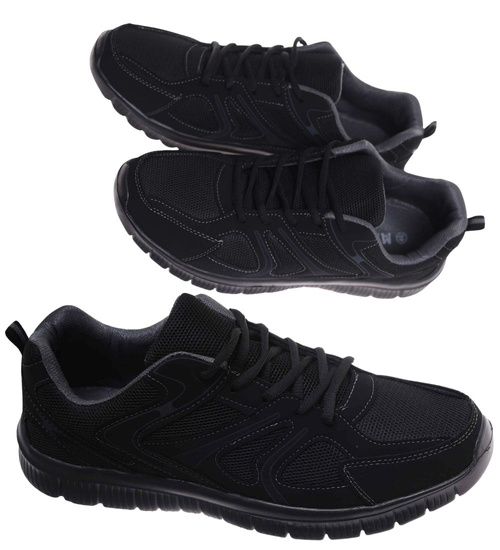 Wiązane czarne męskie buty sportowe Duże rozmiary /D3-3 18018 S471/
