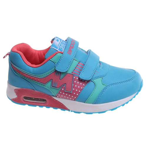 Dziewczęce niebieskie buty sportowe na rzepy /A9-2 18128 T292/