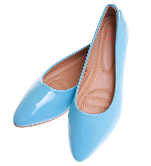 Niebieskie klasyczne baleriny damskie /G5-2 17745 W088/