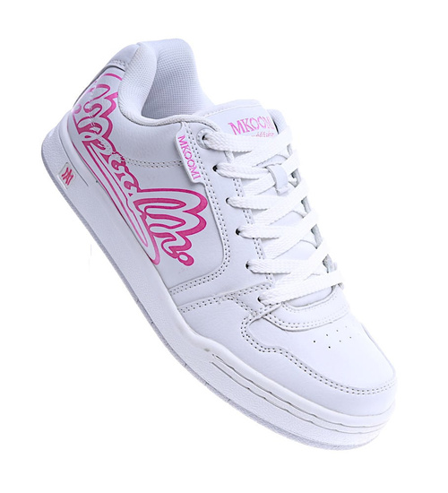 Sznurowane białe trampki damskie z napisem /F4-2 13863 S109/