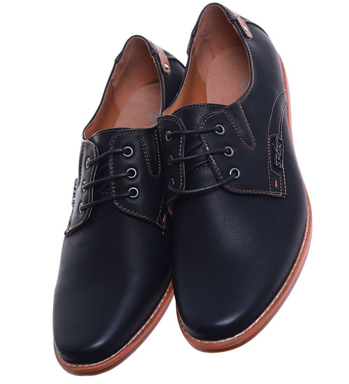 Czarne sznurowane półbuty męskie /C1-1+h2 10260 S386/