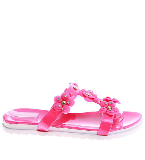 Wodoodporne basenowo plażowe klapki damskie Fuksja /C5-1 16299 S085/