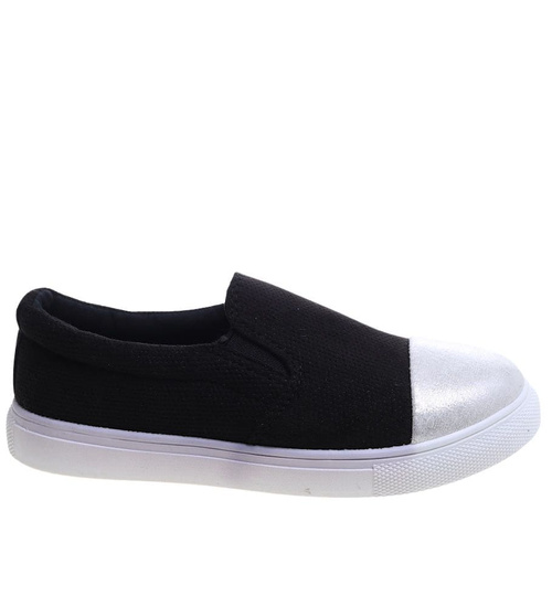 Czarne wsuwane trampki dziewczęce slip on /E5-2 13683  T004/