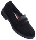 Czarne zamszowe półbuty loafersy na niskim obcasie /A10-2 15483 T386/