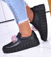 Czarne skórzane damskie trampki creepersy /B5-1 11692 N0200/
