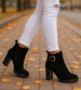 Botki damskie na obcasie Czarne /A8-2 18264 W422/