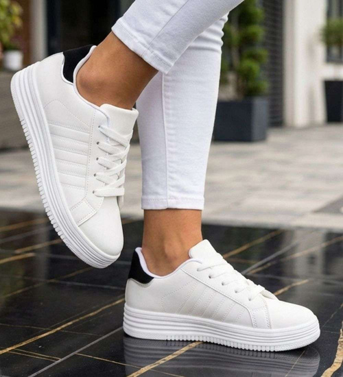 Białe buty trampki damskie na niskiej platformie /A6-2 18659 T2/
