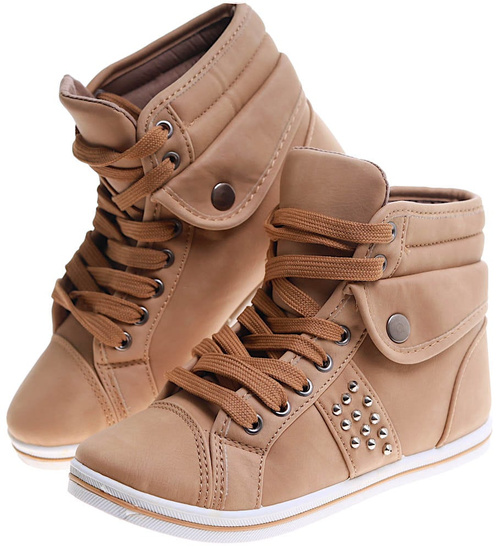 Dziewczęce trampki z wysoką cholewką Khaki /G4-1 7952 S192/