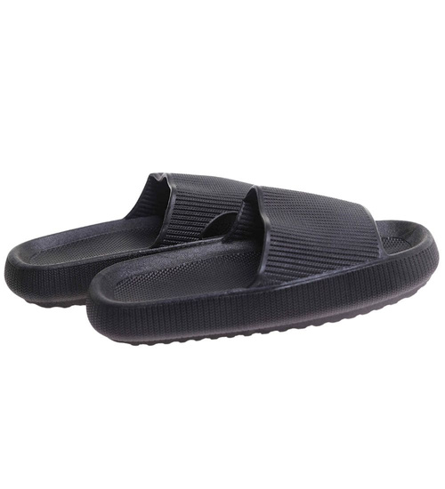 Czarne wodoodporne klapki plażowe /A6-1 17724 G089/