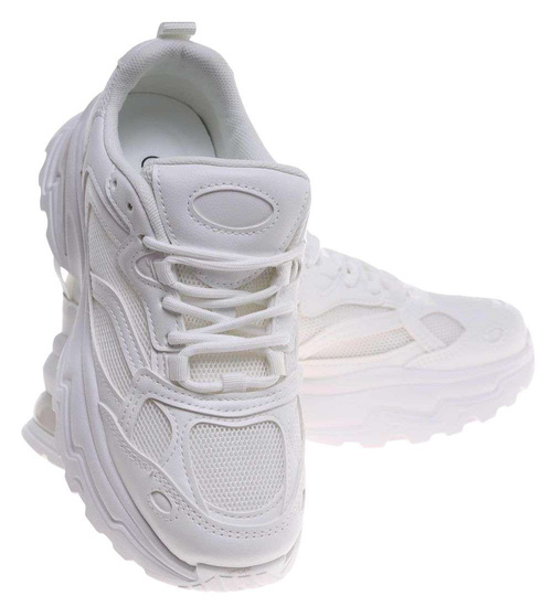 Damskie buty sportowe białe na platformie /G8-2 18658 S242/
