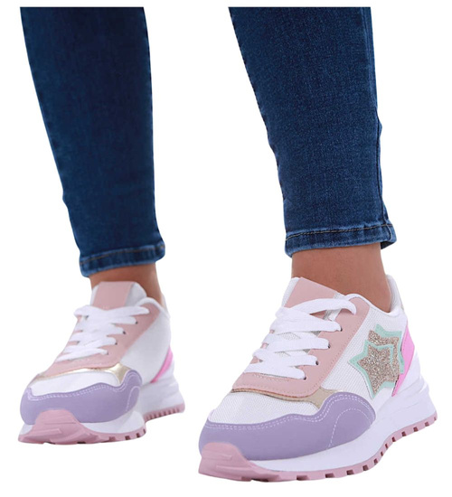 Sznurowane buty sportowe sneakersy /C7-3 17442  W299/