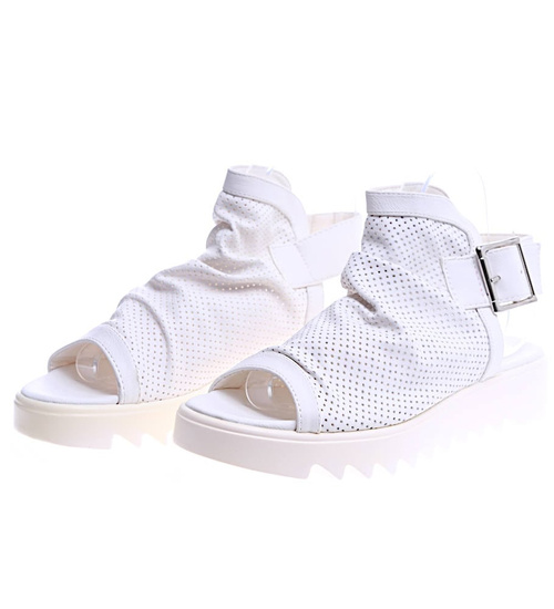 Białe sandały na niskiej platformie 2 GAT jh17-132