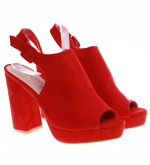 Kobiece sandały na słupku CZERWONE /H2-B1-2 6001 S197/