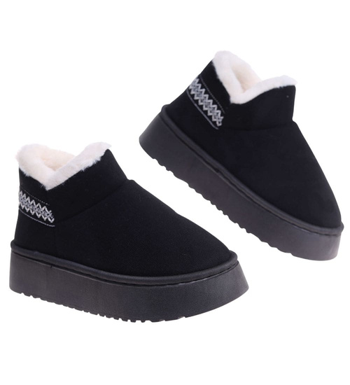 Krótkie kozaki śniegowce czarne ocieplane /A10-1 18419  T266/