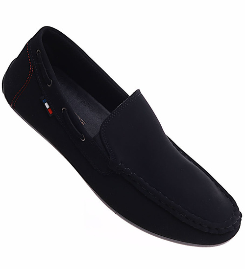 Czarne wsuwane półbuty mokasyny /B2-3 16628 S396/