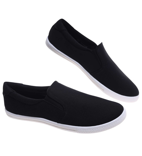 Wsuwane materiałowe trampki slip on Czarne /G13-3 18739 T280/