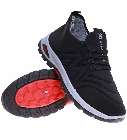 Czarne ocieplane buty sportowe męskie /J3-3 16928 T355/
