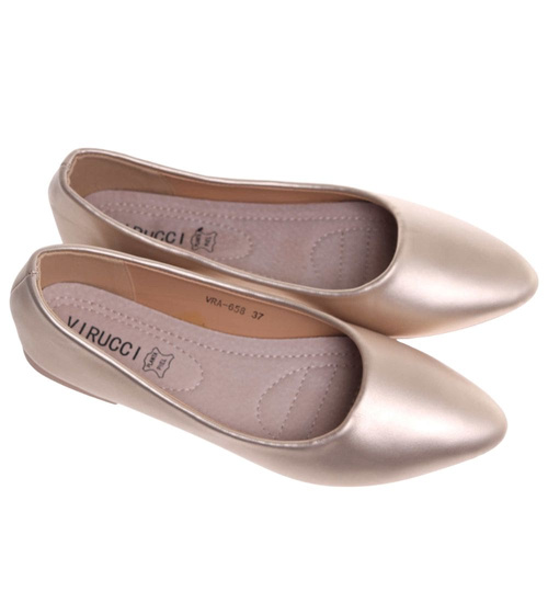 Złote baleriny damskie gładkie /i6-1 18625 W55/