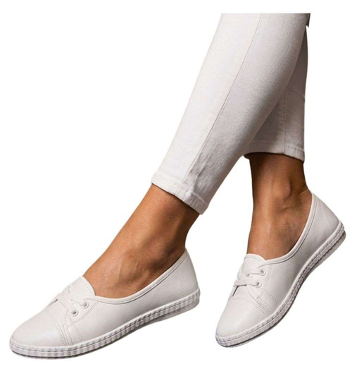 Wsuwane białe tenisówki damskie /G3-2 18835 T189/