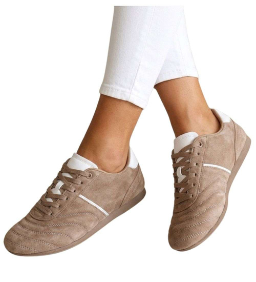 Sneakersy damskie zamszowe khaki /E6-3 187797 W282/