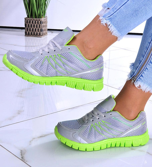 Lekkie buty sportowe L.Grey-Green / F1-2 8412 S203/