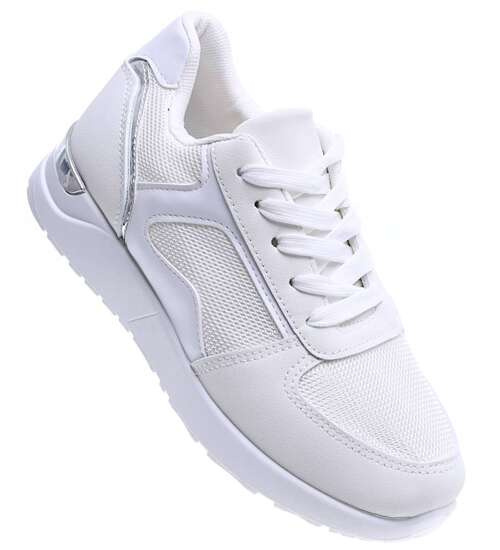 Sznurowane białe buty sportowe damskie /F1-2 15708 T287/ Sznurowane białe buty sportowe damskie /F1-2 15708 T287/