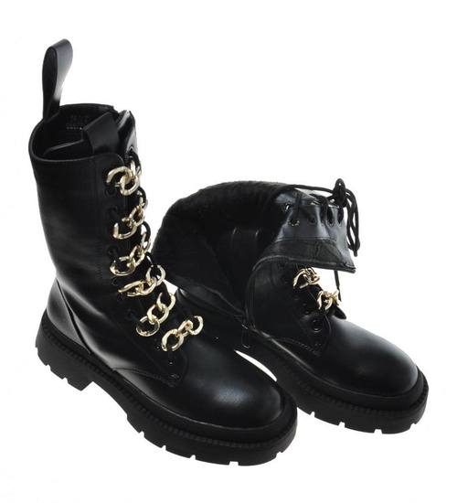 Damskie botki z eko skóry Czarne /F9-3 9565 S984/