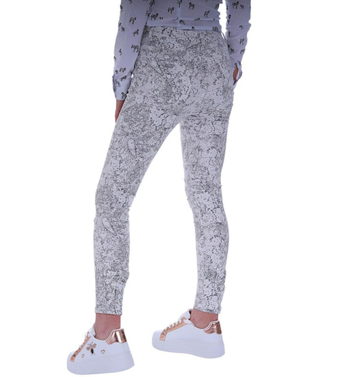 Biało szare spodnie damskie z wzorem /H2 UB841 G4/