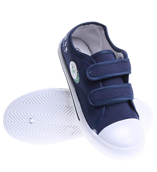 Dziecięce grananatowe tenisówki na rzepy /B8-2 15426 T223/