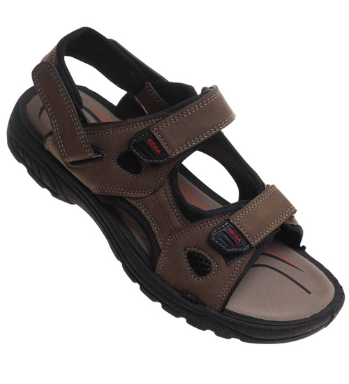 Męskie brązowe sandały klapki na rzepy /D4-3 17897 T284/