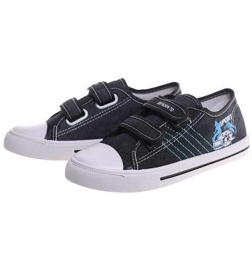 Czarne tenisówki chłopięce na rzepy /F6-1 18030 T189/