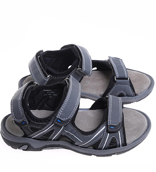 Szare chłopięce sandały na rzepy /A8-3 16507  T3/