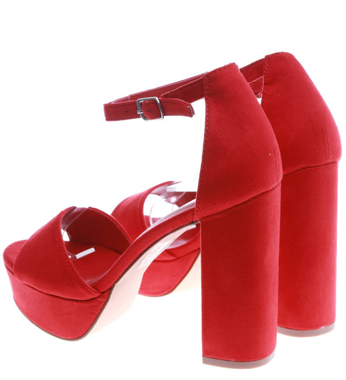 Czerwone sandały na wysokim obcasie /G5-1 14054 S243/