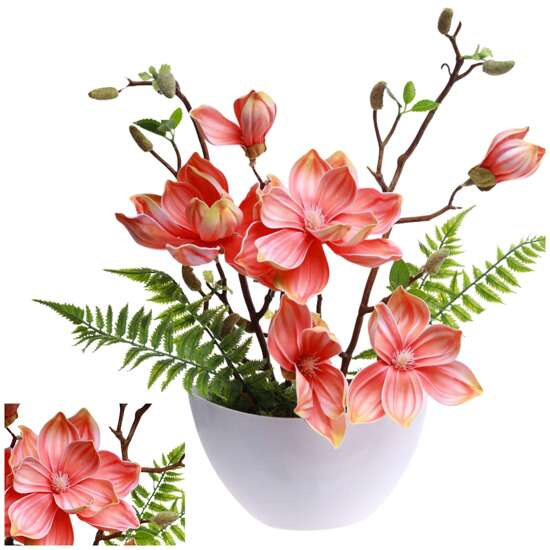 Pomarańczowa lilia w doniczce- sztuczne kwiaty Kompozycja 45 cm KOMP58 PN432