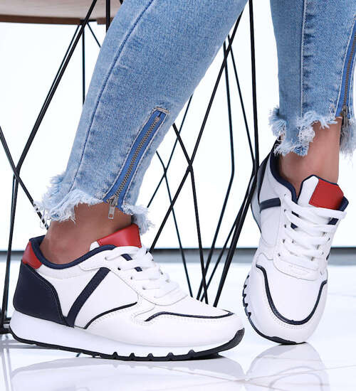 Wiązane damskie obuwie sportowe Białe /D6-1 15998 T289/