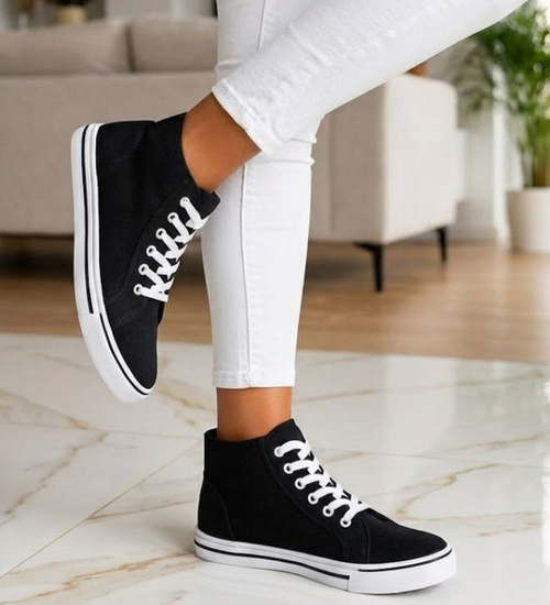 Wysokie trampki damskie Czarne /A5-3 13874 S097/