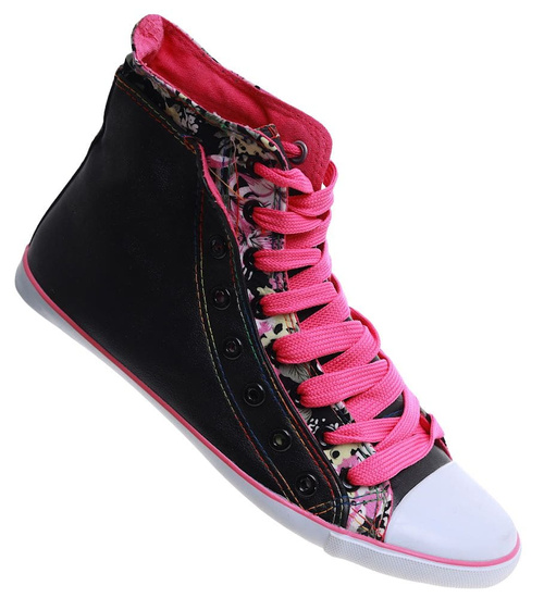 Wysokie sznurowane tenisówki damskie /G5-2 9959 S4/