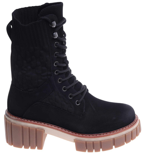 Czarne botki trapery na platformie /A6-3 18132 T333/