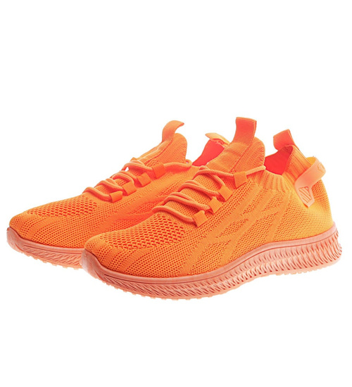 Wsuwane damskie buty sportowe Pomarańczowe /C2-2 13128 S394/