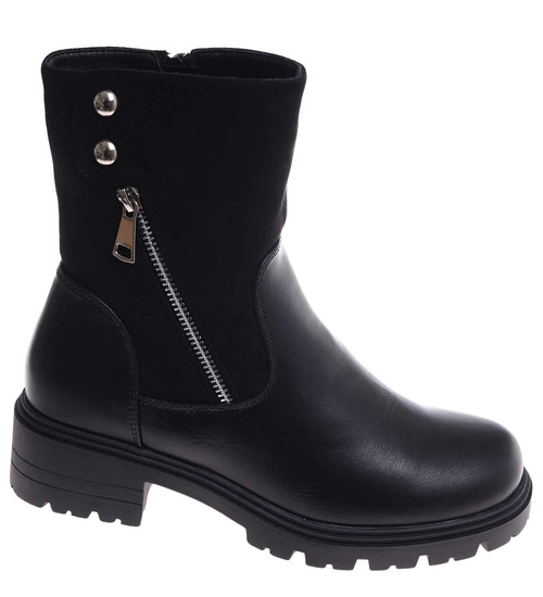 Czarne damskie botki workery /F10-3 18184 T434/