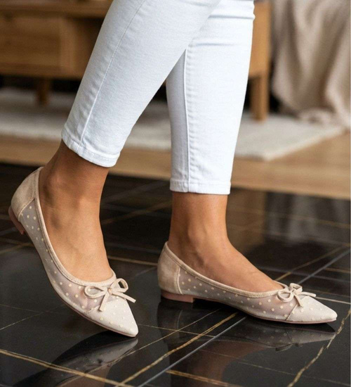 Siateczkowe beżowe balerinki Seastar /A1-2 13865 T195/