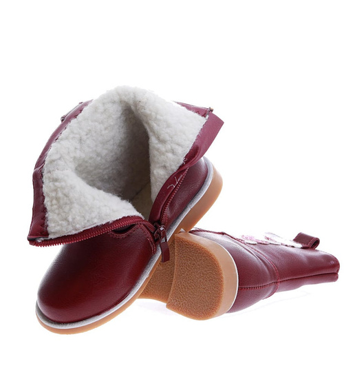 Bordowe kozaki dziewczęce /B5-3 15198 S381/