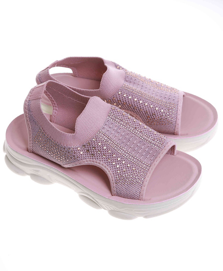 Różowe elastyczne sandały na platformie /A1-2 17743 W132/