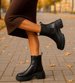 Czarne botki damskie na platformie /d9-1 18337 W283/