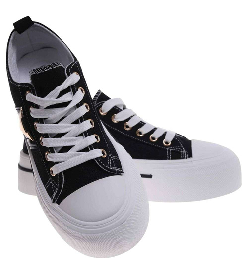 Czarne trampki na wysokiej platformie /B2-1 18788 W233/