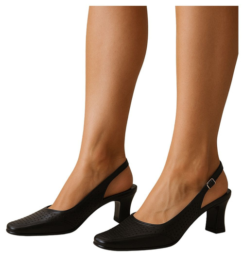 Czarne sandały z paskiem /F10-3 14035 T035/