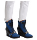Sznurowane niebiesko czarne trampki sneakersy koturnie /F4-3 18049 T284/
