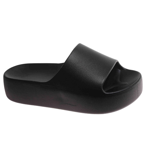 Czarne wodoodporne klapki plażowe na platformie /C1-3 17847 G182/