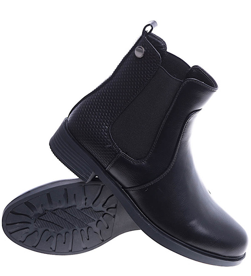 Czarne damskie botki sztyblety /G8-2 14914 S630/