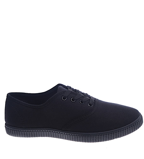 Sznurowane czarne tenisówki damskie /F1-3 13477 T233/